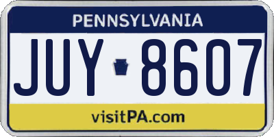 PA license plate JUY8607