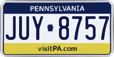 PA license plate JUY8757