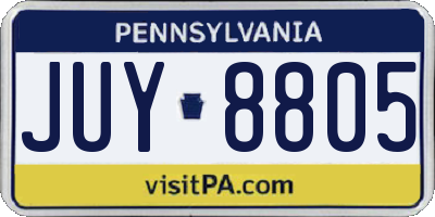 PA license plate JUY8805