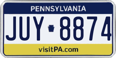 PA license plate JUY8874