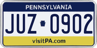 PA license plate JUZ0902