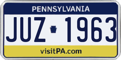 PA license plate JUZ1963