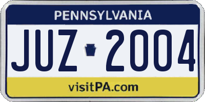 PA license plate JUZ2004