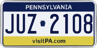 PA license plate JUZ2108