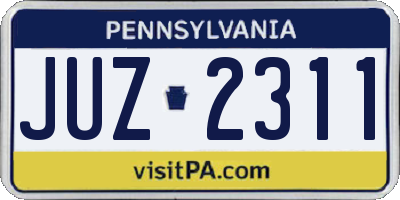 PA license plate JUZ2311