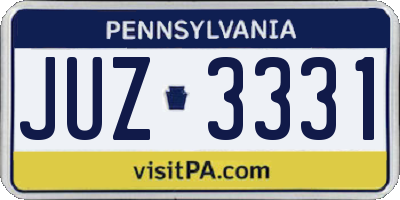 PA license plate JUZ3331