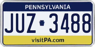 PA license plate JUZ3488