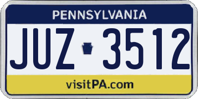 PA license plate JUZ3512