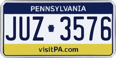 PA license plate JUZ3576