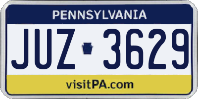 PA license plate JUZ3629
