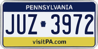 PA license plate JUZ3972