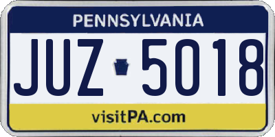 PA license plate JUZ5018
