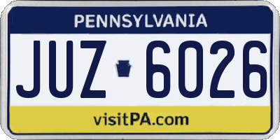 PA license plate JUZ6026