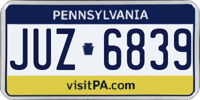 PA license plate JUZ6839