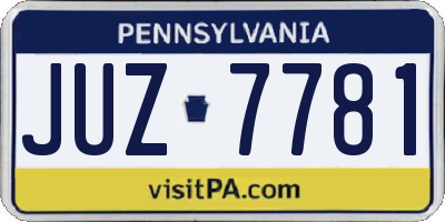 PA license plate JUZ7781