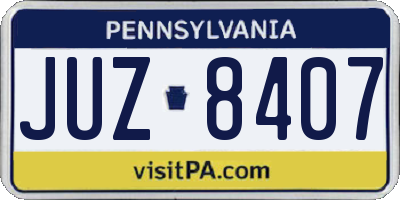 PA license plate JUZ8407