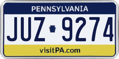 PA license plate JUZ9274
