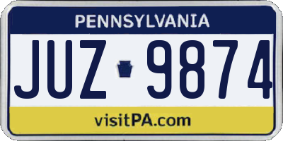 PA license plate JUZ9874