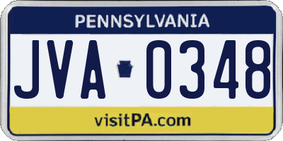PA license plate JVA0348
