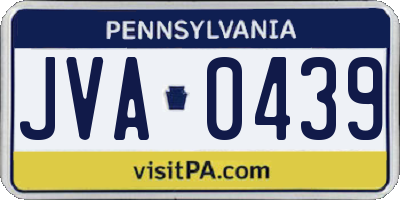 PA license plate JVA0439