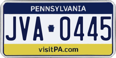 PA license plate JVA0445