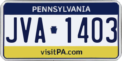 PA license plate JVA1403