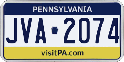 PA license plate JVA2074