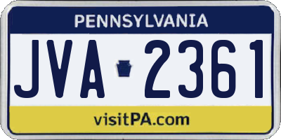 PA license plate JVA2361