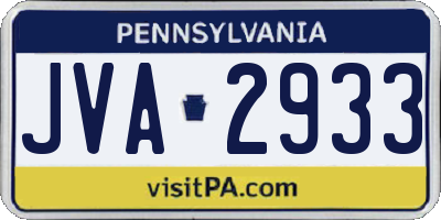 PA license plate JVA2933