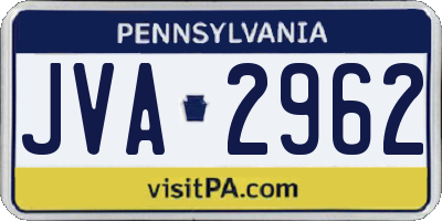 PA license plate JVA2962