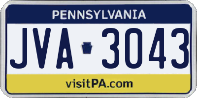 PA license plate JVA3043