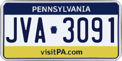PA license plate JVA3091