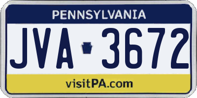 PA license plate JVA3672