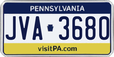 PA license plate JVA3680