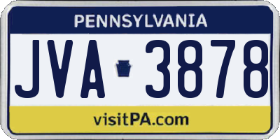 PA license plate JVA3878