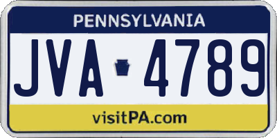PA license plate JVA4789