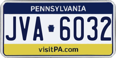 PA license plate JVA6032