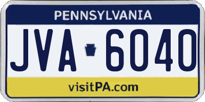 PA license plate JVA6040