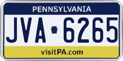 PA license plate JVA6265