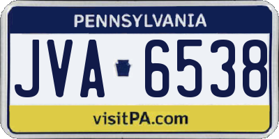 PA license plate JVA6538