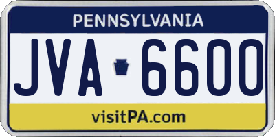 PA license plate JVA6600