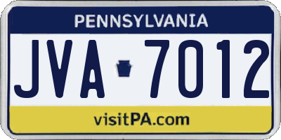 PA license plate JVA7012
