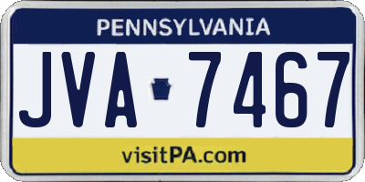 PA license plate JVA7467