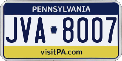 PA license plate JVA8007