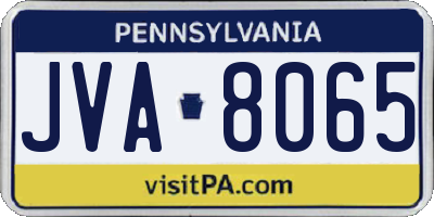 PA license plate JVA8065