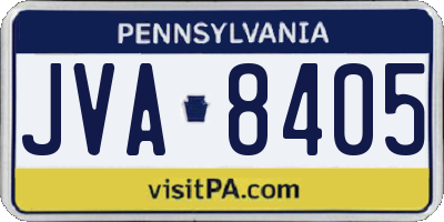 PA license plate JVA8405