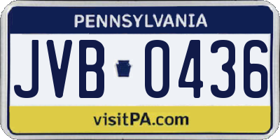 PA license plate JVB0436
