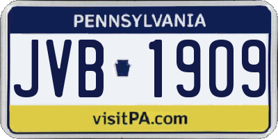 PA license plate JVB1909