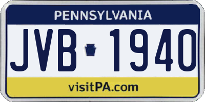 PA license plate JVB1940