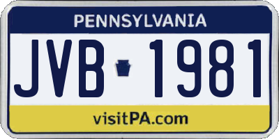 PA license plate JVB1981